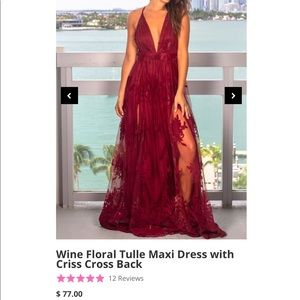 Wine criss cross back maxi dress